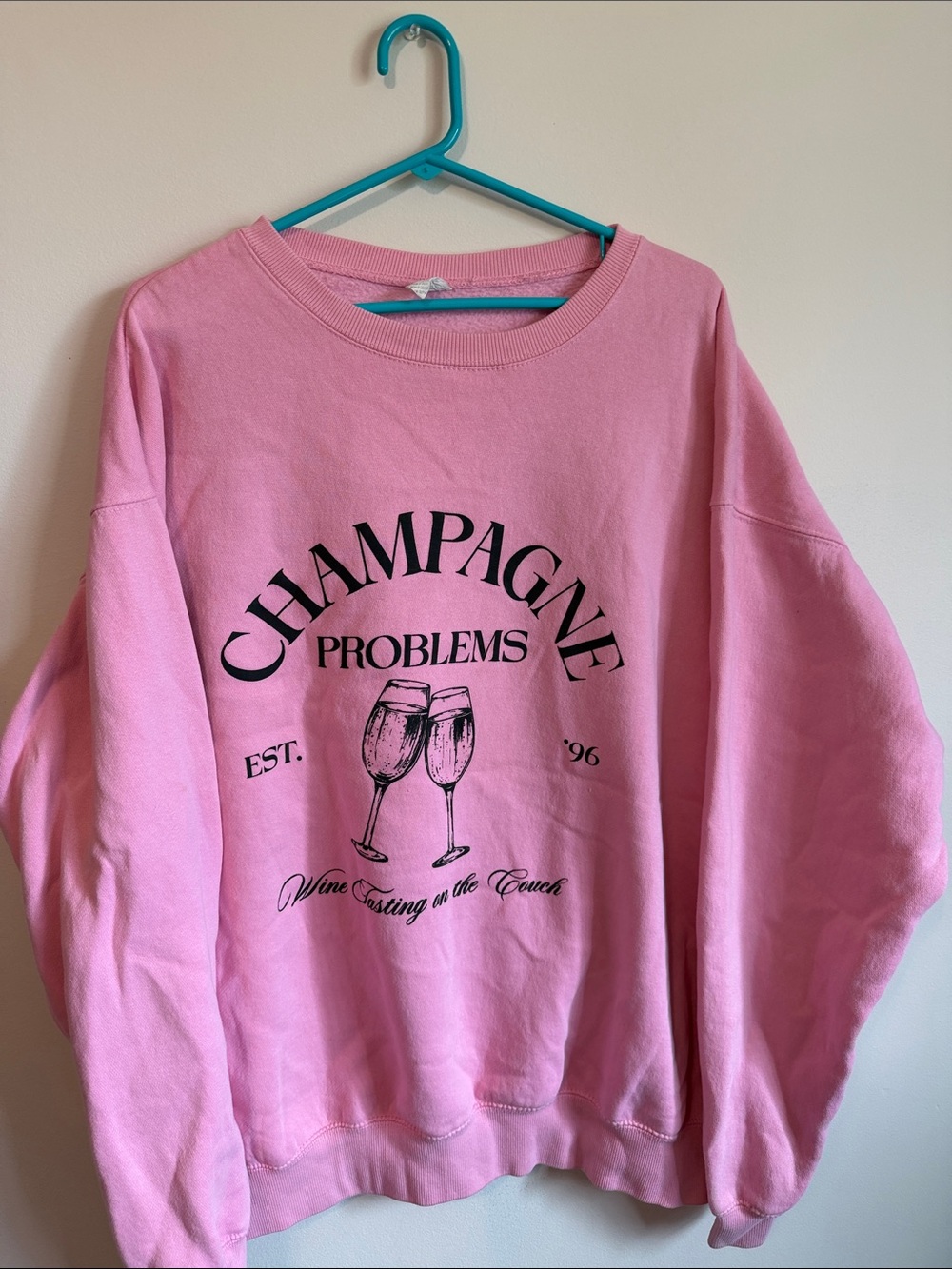 Pink "Champagne Problems" Graphic Sweatshirt